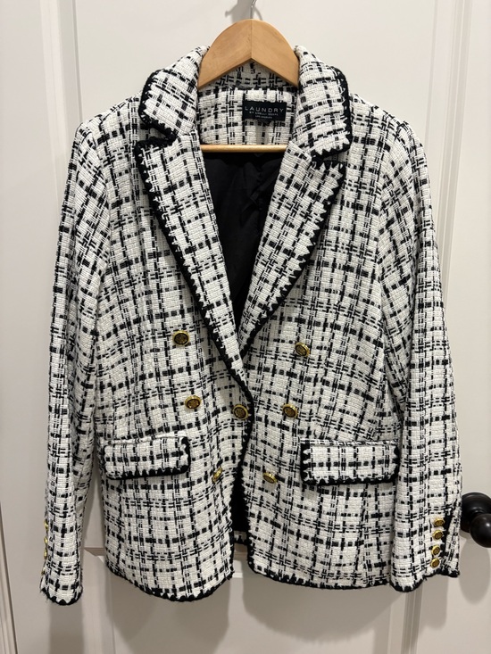 Laundry By Shelli Segal Jackets & Blazers - Laundry by Shelli Segal Black & White Tweed Double-Breasted Blazer